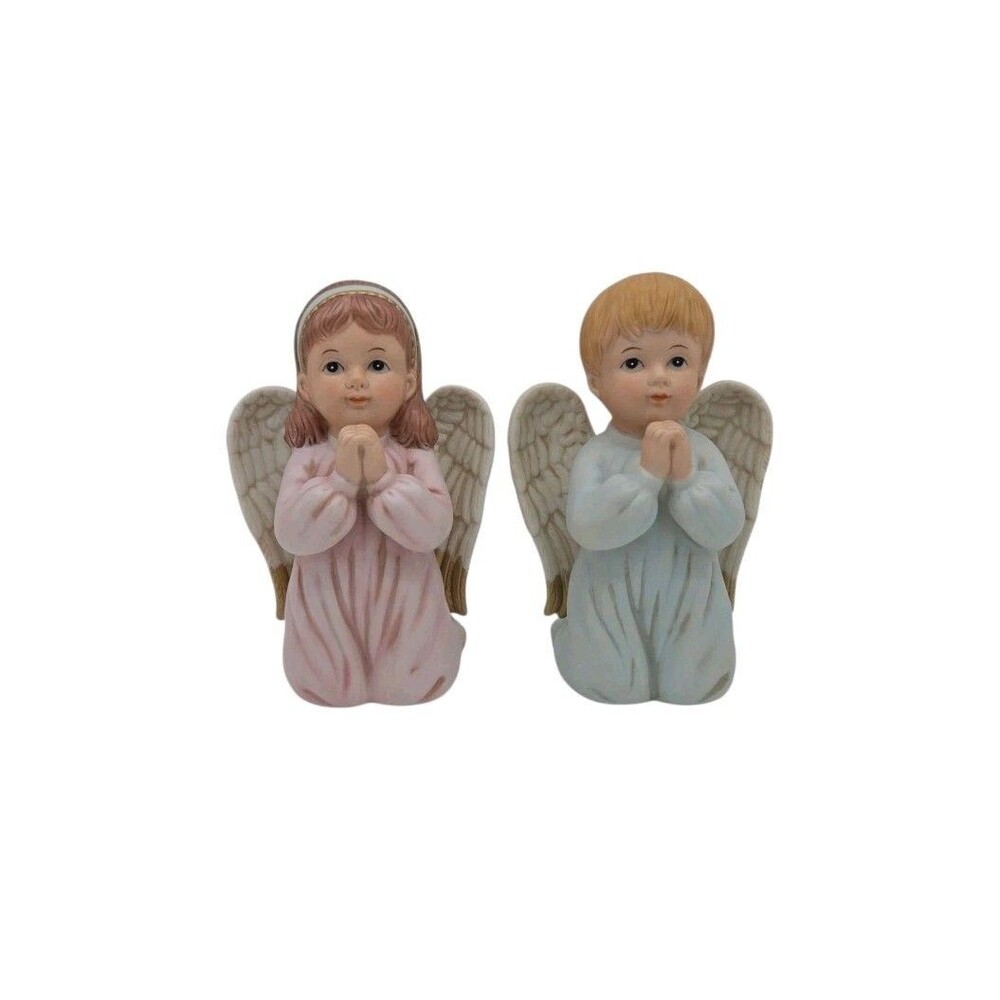 Home Interiors Precious Prayers 1412 Girl Boy Angels Kneeling Praying Figurines
